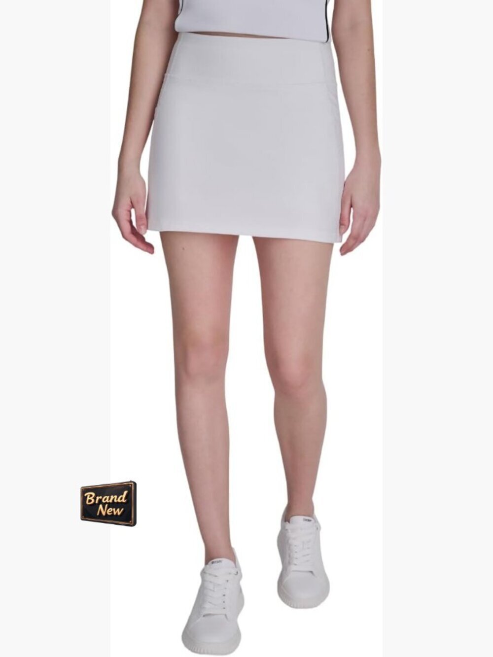 High Waist Compression Skort with Pockets Performance Activewear Knee Length